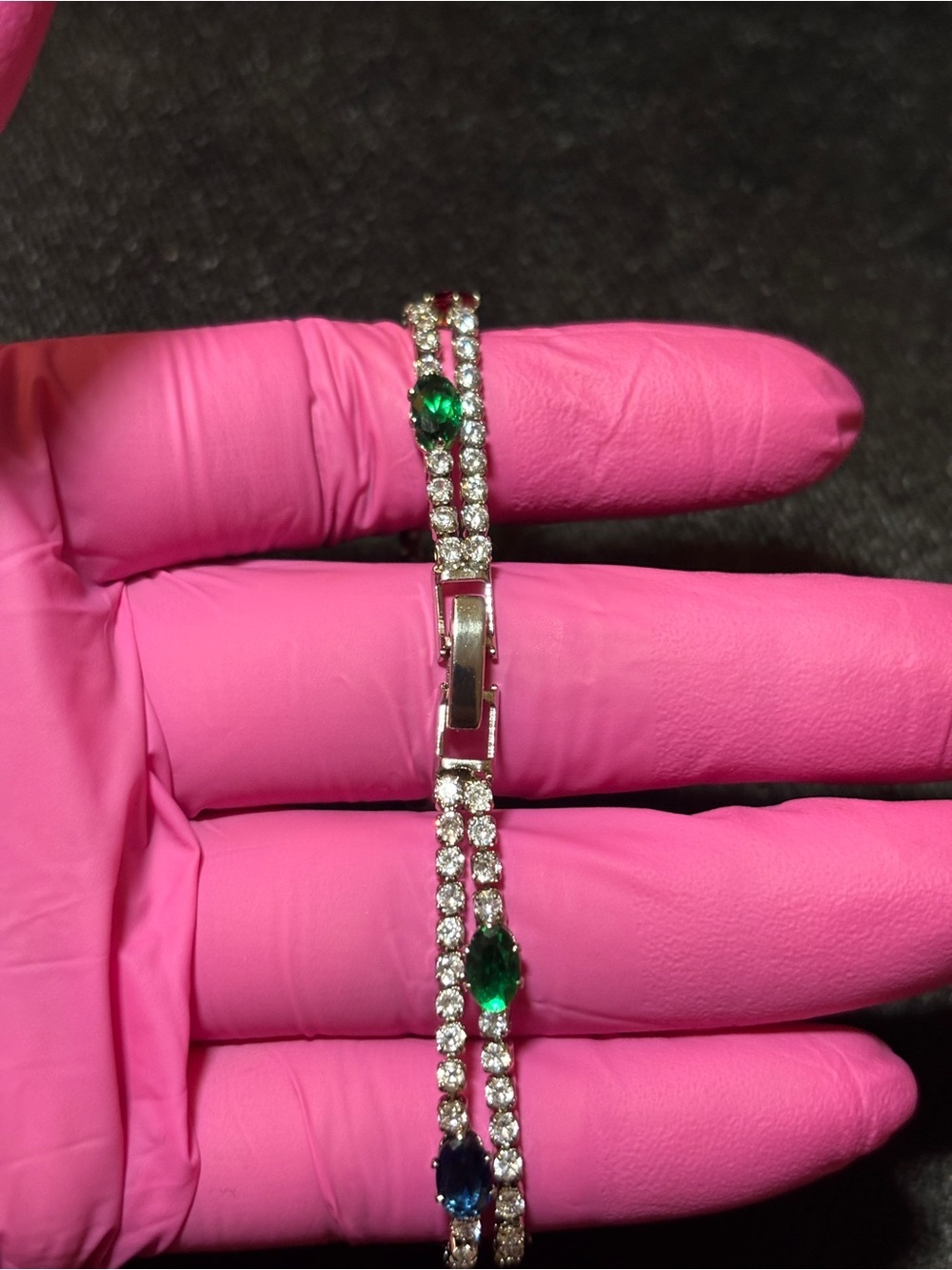 4.2mm Silver Tone Double Tennis CZ Bracelet 8 in. - Picture 12 of 14